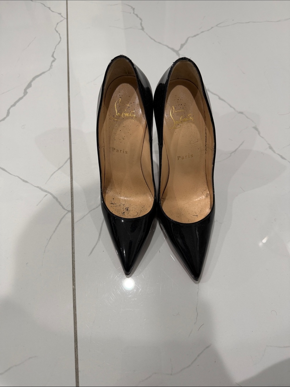 Christian Louboutin Black Patent Pointed Toe Stiletto Pumps